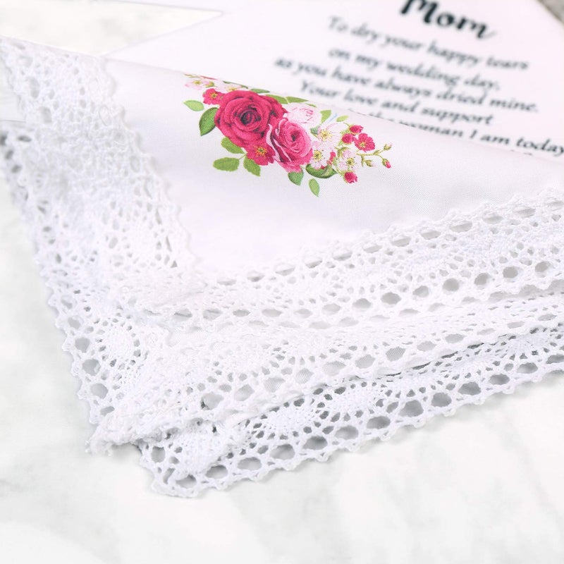 TRULIVA Wedding Handkerchief for Bride's Mother, Mom Wedding Gift from Daughter, Keepsake Hankie for Mother (Mom) - Image 4